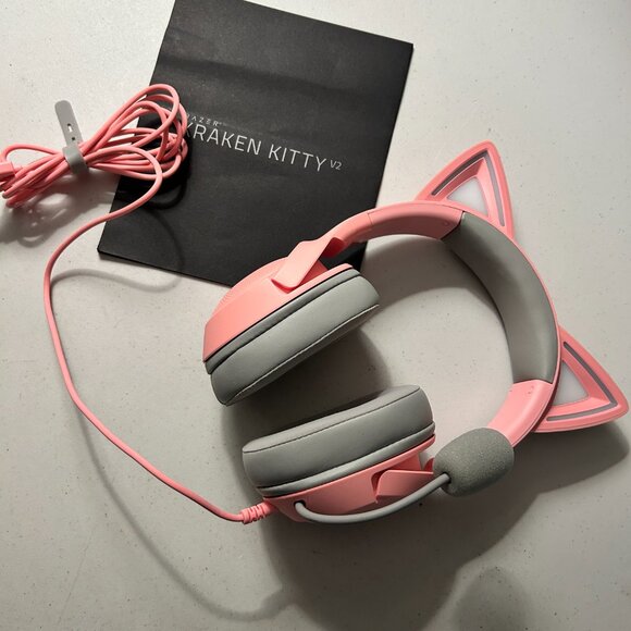 Razer Kraken Kitty V2 USB Wired RGB Headset: Chroma Kitty Ears Quartz Pi… - Picture 8 of 15